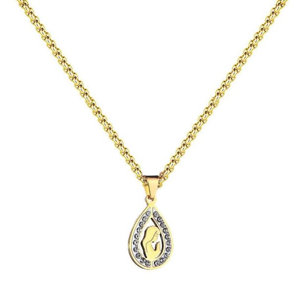pendant necklaces catholic religious stainless steel round bone chain crystal water drop virgin necklace for woman girls fashion jewelry, Silver
pendant necklaces catholic religious stainless steel round bone chain crystal water drop virgin necklace for woman girls fashion jewelry, Silver
