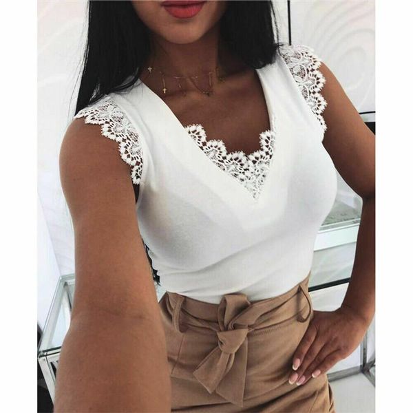 women's t-shirt factory direct sales women ladies summer lace vest sleeveless casual, White
women's t-shirt factory direct sales women ladies summer lace vest sleeveless casual, White