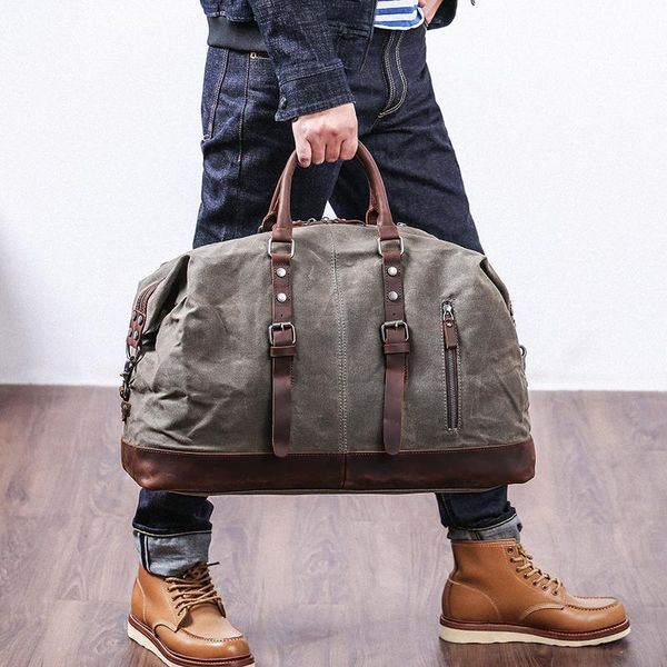 wax canvas travel bag large capacity luggage waterproof duffel men weekend bags
wax canvas travel bag large capacity luggage waterproof duffel men weekend bags