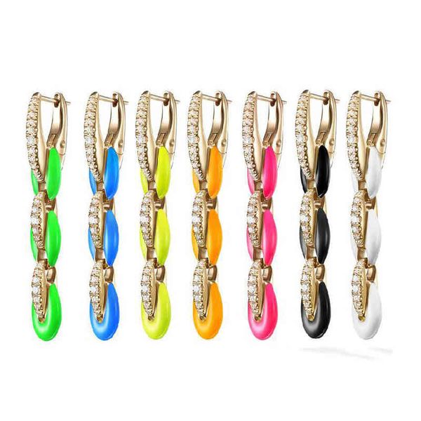 2021 candy colorful women jewelry neon enamel pig snout beads gold color rainbow dangle drop earring, Silver 
2021 candy colorful women jewelry neon enamel pig snout beads gold color rainbow dangle drop earring, Silver