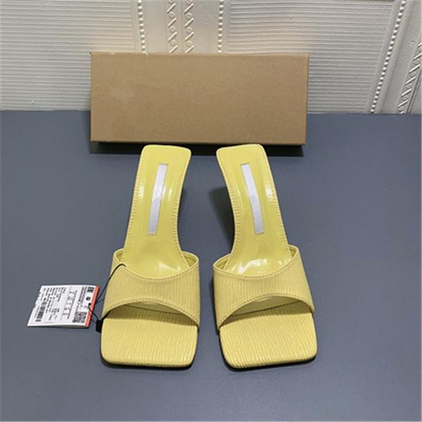 sandals summer women's shoes yellow square toe high heels muller one word with open thin back empty women slippers, Black
sandals summer women's shoes yellow square toe high heels muller one word with open thin back empty women slippers, Black