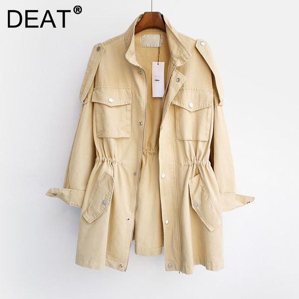 women's jackets deat woman short jacket solid drawstring loose stand collar long sleeve pocket coat safari style 2021 autumn fashion 15, Black;brown
women's jackets deat woman short jacket solid drawstring loose stand collar long sleeve pocket coat safari style 2021 autumn fashion 15, Black;brown