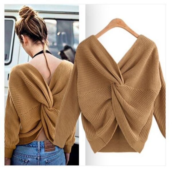 fashion sweater fine woolen v-neck open back with irregular cross knot on the, White;black
fashion sweater fine woolen v-neck open back with irregular cross knot on the, White;black