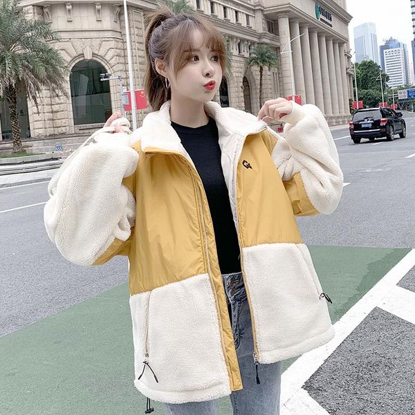 women's jackets elegant fashion women winter autumn imitation cashmere patchwork jacket korean style loose college coat, Black;brown
women's jackets elegant fashion women winter autumn imitation cashmere patchwork jacket korean style loose college coat, Black;brown