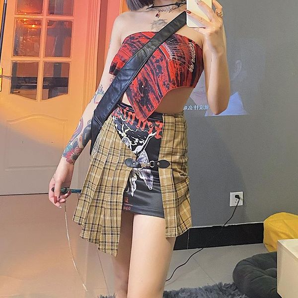 skirts summer skirt printed plaid stitching irregular high waist slim half-length pleated cute sweet girls dance mini women, Black
skirts summer skirt printed plaid stitching irregular high waist slim half-length pleated cute sweet girls dance mini women, Black
