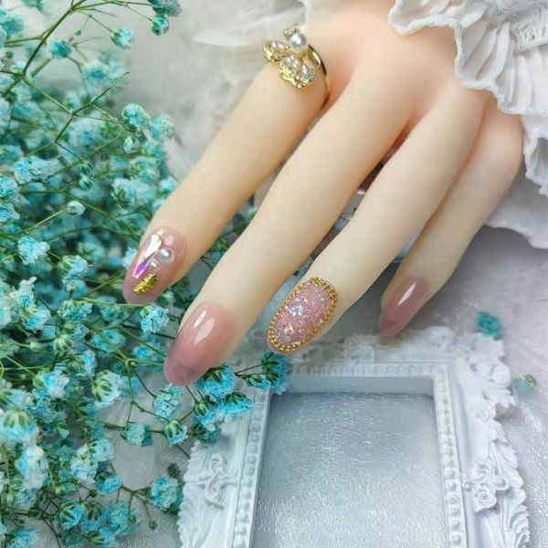 false nails 24pcs pearl decor fake nail patch short round head lady women tips with rhinestone full cover, Red;gold
false nails 24pcs pearl decor fake nail patch short round head lady women tips with rhinestone full cover, Red;gold