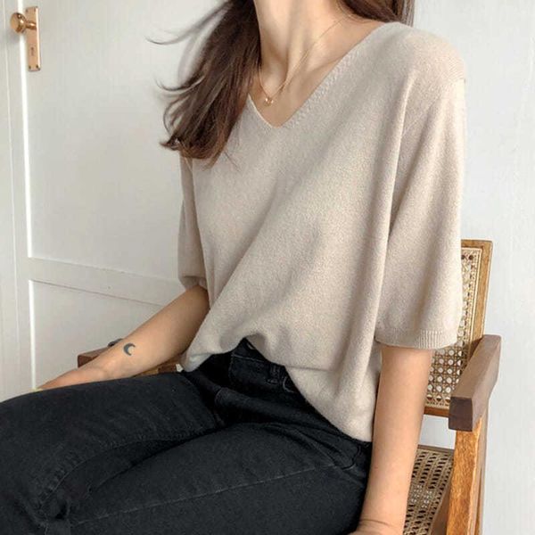 women's solid knitted blouses office ladies autumn 2021 fashion pullover half sleeve v neck leisure loose knitwear blusa & shirts, White
women's solid knitted blouses office ladies autumn 2021 fashion pullover half sleeve v neck leisure loose knitwear blusa & shirts, White