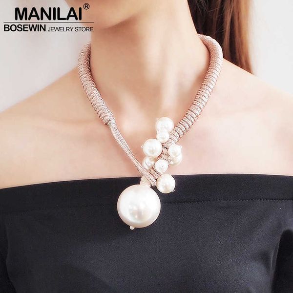manilai big imitation pearl pendant for women thick rope adjustable statement chokers necklaces jewelry 2020, Silver
manilai big imitation pearl pendant for women thick rope adjustable statement chokers necklaces jewelry 2020, Silver