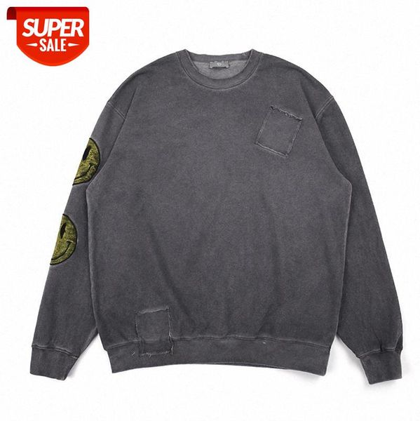 american street old patch loose print sweater high retro smiley embroidered pullover #ut6j, Black
american street old patch loose print sweater high retro smiley embroidered pullover #ut6j, Black