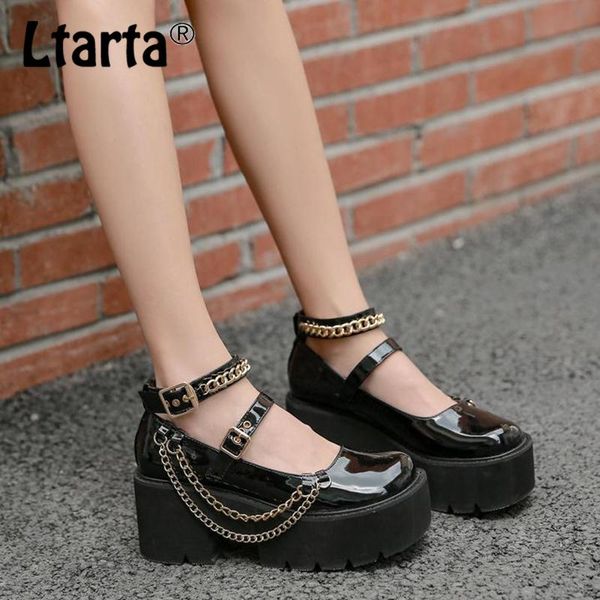 dress shoes ltarta platform patent leather women's single metal chain shallow buckle wedge high heels, Black
dress shoes ltarta platform patent leather women's single metal chain shallow buckle wedge high heels, Black