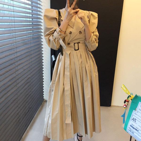 woman's trench coats double breasted classic long coat with belt chic female windbreaker pleated splice dresses women's, Tan;black
woman's trench coats double breasted classic long coat with belt chic female windbreaker pleated splice dresses women's, Tan;black