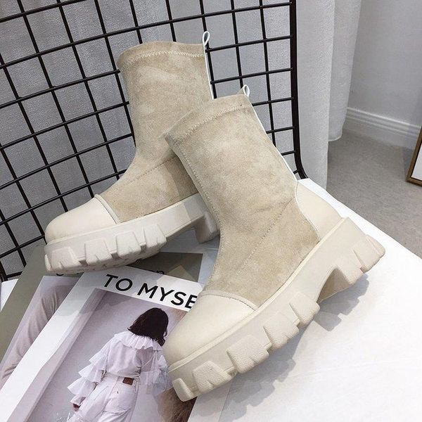 boots female korean students 2021 summer and autumn platform single retro fashion short, Black 
boots female korean students 2021 summer and autumn platform single retro fashion short, Black