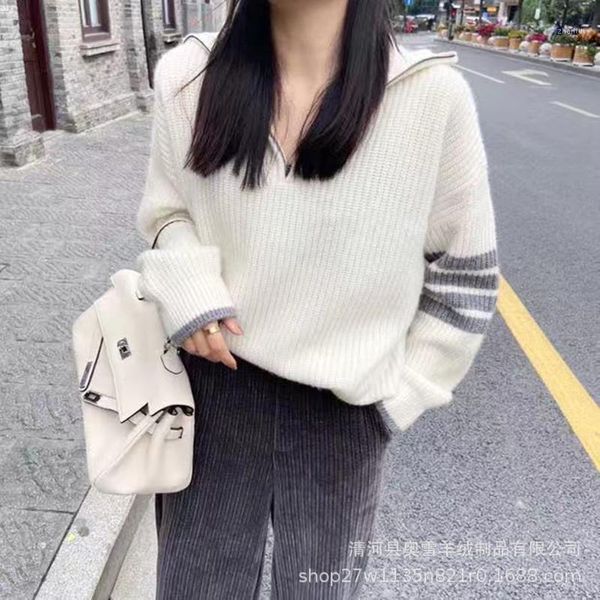 half zipper can turn collar sweater more female han edition easing in 2021, the fashion knit women's sweaters, White;black
half zipper can turn collar sweater more female han edition easing in 2021, the fashion knit women's sweaters, White;black