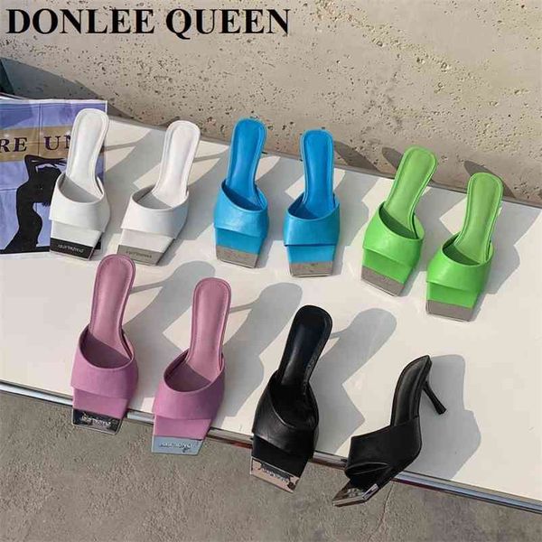 women slippers strappy mules shoes high heels 7cm sandals flip flops metal square toe slides sandalias mujer big size 35-41 210619, Black
women slippers strappy mules shoes high heels 7cm sandals flip flops metal square toe slides sandalias mujer big size 35-41 210619, Black