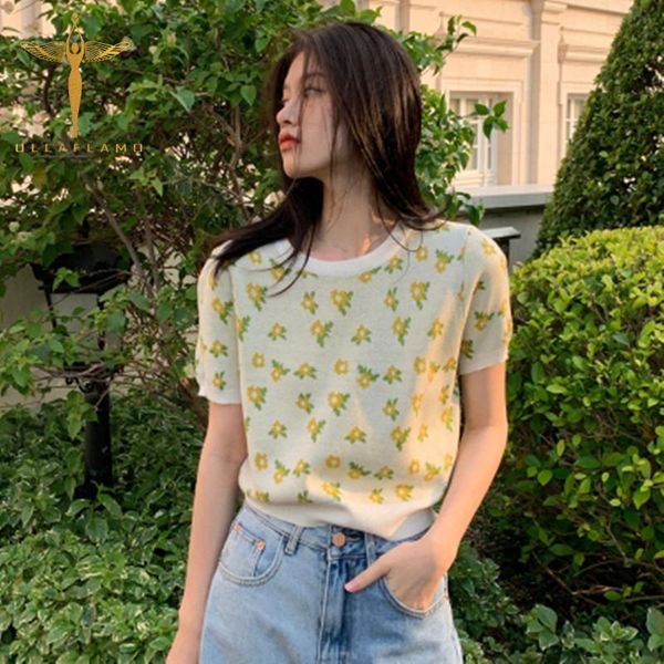 women's t-shirt o-neck short sleeve floral print t-shirts summer contrast color splice pullover femme casual loose knitwear tee top, White
women's t-shirt o-neck short sleeve floral print t-shirts summer contrast color splice pullover femme casual loose knitwear tee top, White