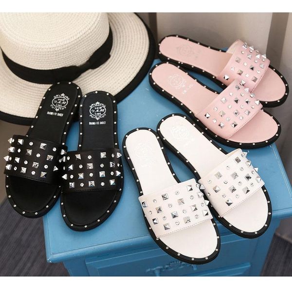 slippers designer fashion studs outdoor leather flat non-slip sandals women casual beach heel and flip-flops, Black
slippers designer fashion studs outdoor leather flat non-slip sandals women casual beach heel and flip-flops, Black