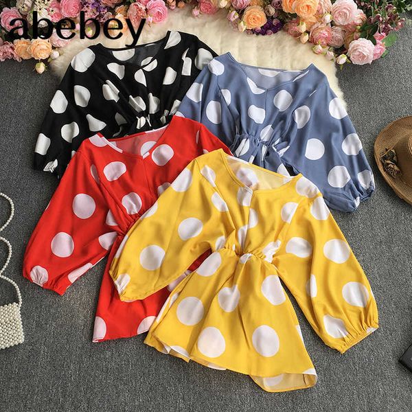 spring autumn korean v-neck long sleeve shirt elastic waist pleated polka dot print loose casual shirt 210715, White
spring autumn korean v-neck long sleeve shirt elastic waist pleated polka dot print loose casual shirt 210715, White