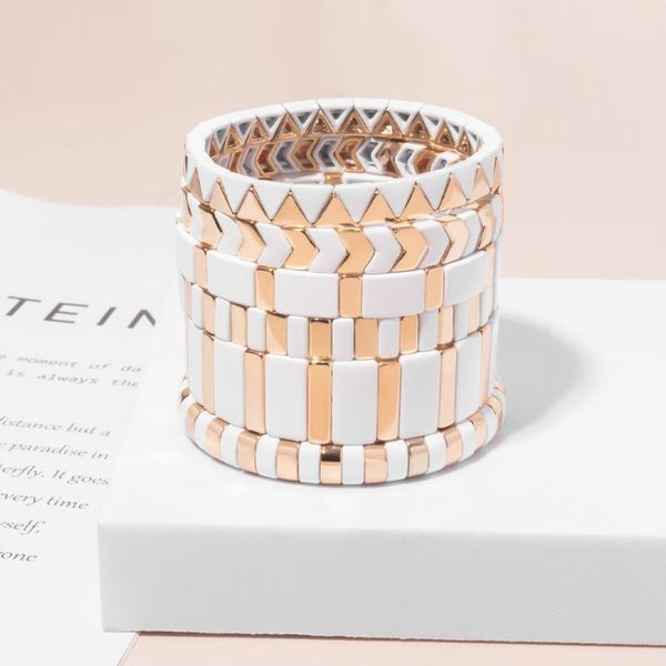 charm bracelets miyouke fashion white and gold enamel bracelet cool guys personal women men 2021, Golden;silver