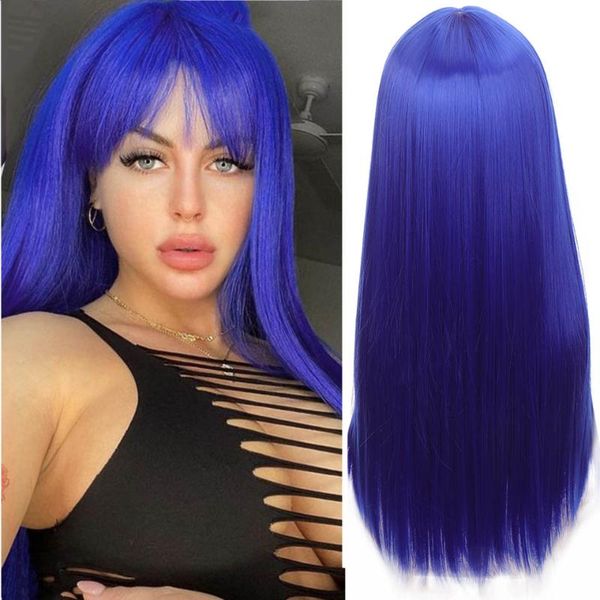 synthetic wigs houyan long straight hair women wig white blue pink bangs dyed female, Black
synthetic wigs houyan long straight hair women wig white blue pink bangs dyed female, Black