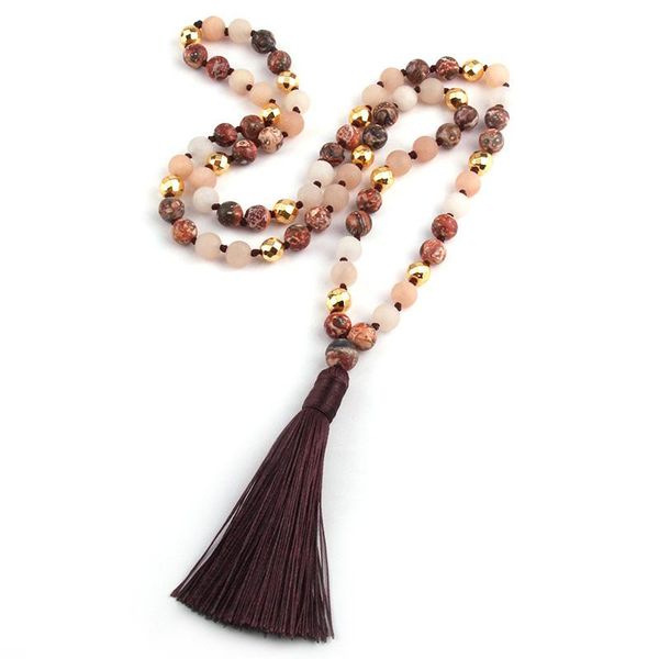 pendant necklaces moodpc fashion natural stone leopard strpe beads knotted gold magnetic long tassel necklace, Silver
pendant necklaces moodpc fashion natural stone leopard strpe beads knotted gold magnetic long tassel necklace, Silver