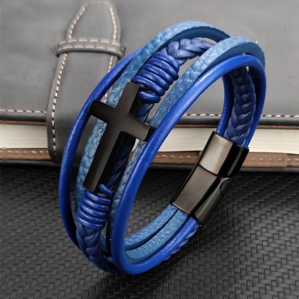 charm bracelets luxury men leather stainless steel punk cross blue bracelet bangles for halloween party accessories wholesale lots, Golden;silver
charm bracelets luxury men leather stainless steel punk cross blue bracelet bangles for halloween party accessories wholesale lots, Golden;silver