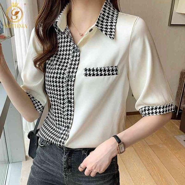 women's blouses & shirts houndstooth print shirt women button up blouse color patchwork design fashion 2021 summer short sleeve to, White
women's blouses & shirts houndstooth print shirt women button up blouse color patchwork design fashion 2021 summer short sleeve to, White