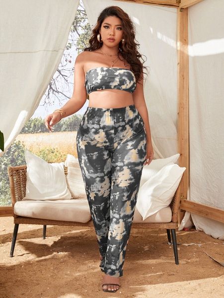 plus tie dye bandeau bikini swimsuit with cover up 97mp#, Black
plus tie dye bandeau bikini swimsuit with cover up 97mp#, Black