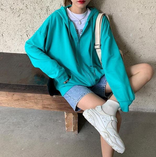 women's jackets thin hooded sweater spring autumn wild salt long sleeve pocket 2021 solid loose korean zipper jacket zip up hoodie, Black;brown
women's jackets thin hooded sweater spring autumn wild salt long sleeve pocket 2021 solid loose korean zipper jacket zip up hoodie, Black;brown