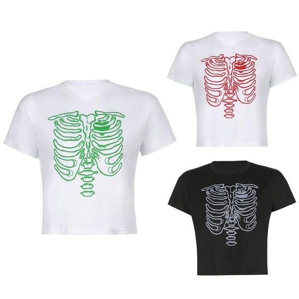 women's t-shirt women summer short sleeve round neck casual loose pullover harajuku multicolor breastbone skeleton print tee, White
women's t-shirt women summer short sleeve round neck casual loose pullover harajuku multicolor breastbone skeleton print tee, White