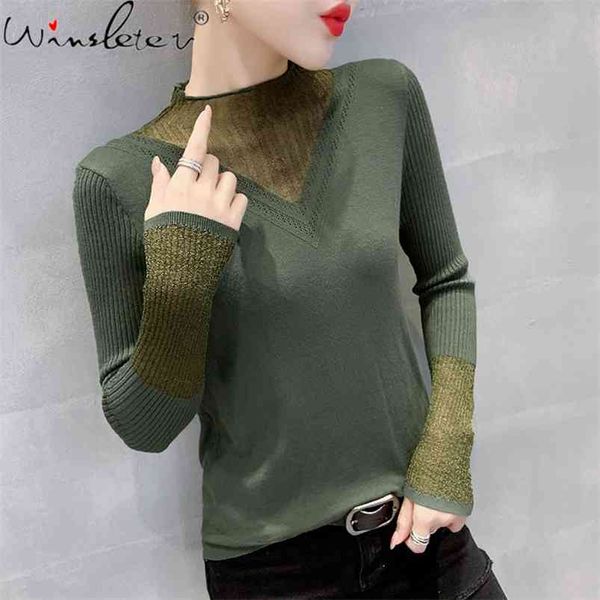 fall winter clothing for women sweaters mock neck mesh patchwork knit pullover jumper long sleeve khaki gray black t010212a 210421, Black;white
fall winter clothing for women sweaters mock neck mesh patchwork knit pullover jumper long sleeve khaki gray black t010212a 210421, Black;white