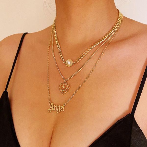 pendant necklaces gold color vintage metal angel necklace for women fashion punk multilayer zinc alloy crystal heart letter, Silver
pendant necklaces gold color vintage metal angel necklace for women fashion punk multilayer zinc alloy crystal heart letter, Silver