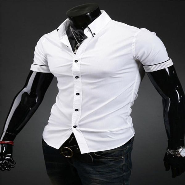 men spring summer fashion edge stripe lining slim short shirt pure color male 003 men's casual shirts, White;black
men spring summer fashion edge stripe lining slim short shirt pure color male 003 men's casual shirts, White;black