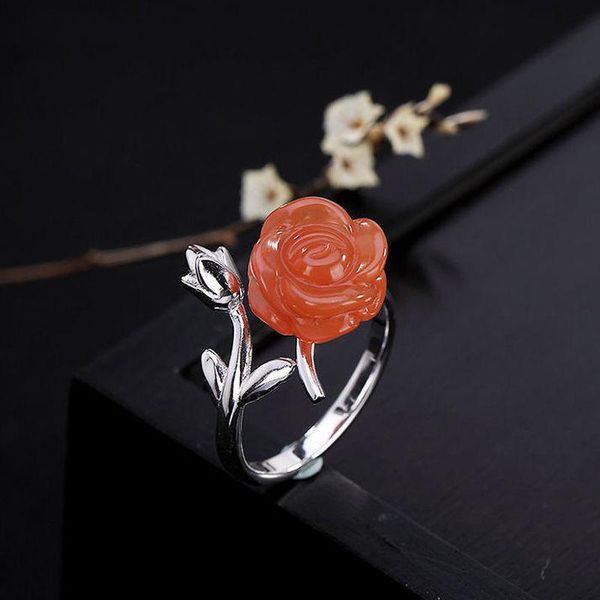 cluster rings silver inlaid rose red chalcedony adjustable ring chinese style retro fresh elegant light luxury charm women's jewelry, Golden;silver
cluster rings silver inlaid rose red chalcedony adjustable ring chinese style retro fresh elegant light luxury charm women's jewelry, Golden;silver