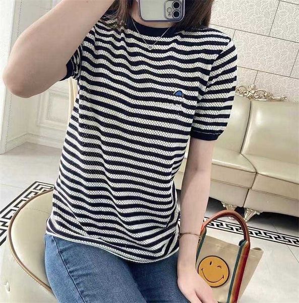 super aging navy style 21 spring and summer new embroidery short sleeve t-shirt hollow stripe pullover knitted women, White
super aging navy style 21 spring and summer new embroidery short sleeve t-shirt hollow stripe pullover knitted women, White