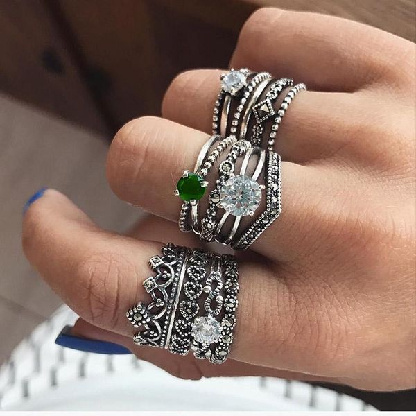 cluster rings 12 pcs set alloy women vintage crystal carving finger knuckle ring boho jewelry ll@17, Golden;silver
cluster rings 12 pcs set alloy women vintage crystal carving finger knuckle ring boho jewelry ll@17, Golden;silver