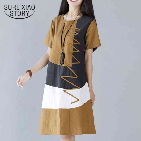 plus size short sleeve cotton and linen summer colorblock loose mid-length dress women clothes 3582 50 210417, Black;gray
plus size short sleeve cotton and linen summer colorblock loose mid-length dress women clothes 3582 50 210417, Black;gray