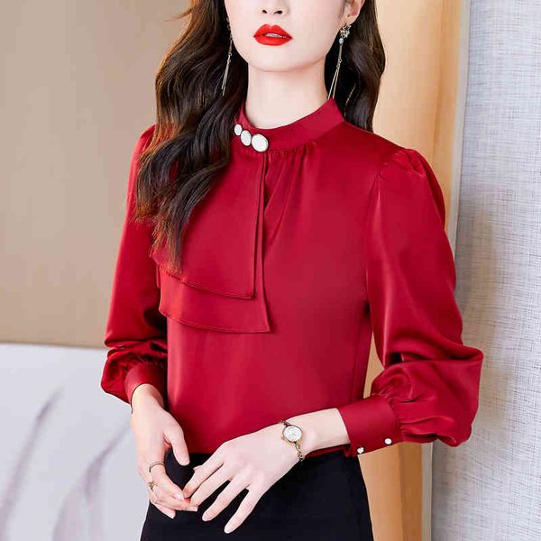 spring korean style silk fashion satin slim shirt women long sleeves blouse plus size 210427, White
spring korean style silk fashion satin slim shirt women long sleeves blouse plus size 210427, White