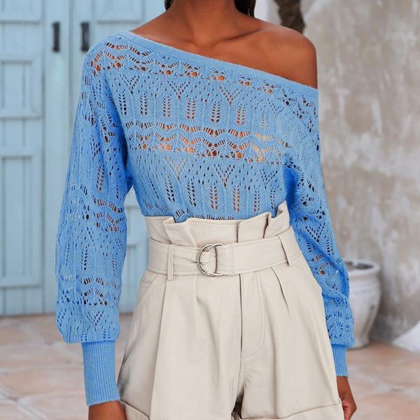 women's sweaters 2021 fashion trend women knitted sweater autumn winter hollow out oblique shoulder solid cut-out long-sleeved pullover, White;black
women's sweaters 2021 fashion trend women knitted sweater autumn winter hollow out oblique shoulder solid cut-out long-sleeved pullover, White;black