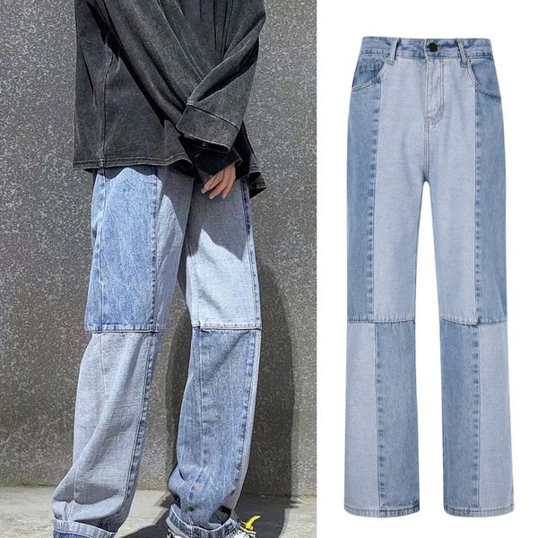 men's pants baggy patchwork jeans wide-leg denim fashion loose stitching wide leg trousers moletom masculino, Black
men's pants baggy patchwork jeans wide-leg denim fashion loose stitching wide leg trousers moletom masculino, Black