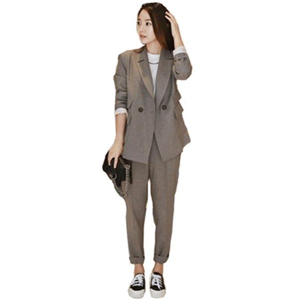 women's two piece pants grey pant suits solid long sleeve blazer & harlan suit office attire women set autumn spring, White
women's two piece pants grey pant suits solid long sleeve blazer & harlan suit office attire women set autumn spring, White
