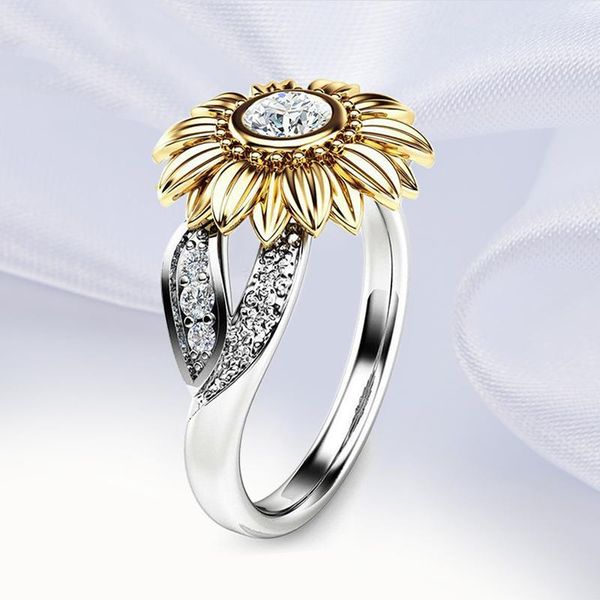 wedding rings 2021 trendy crystal sunflower ring jewelry women girls gift size 5-12, Slivery;golden 
wedding rings 2021 trendy crystal sunflower ring jewelry women girls gift size 5-12, Slivery;golden
