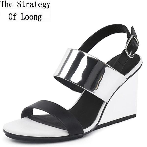 dress shoes summer european america style wedges peep toe cut out metal buckle mixed colors genuine leather women fashion gladiator sandals, Black
dress shoes summer european america style wedges peep toe cut out metal buckle mixed colors genuine leather women fashion gladiator sandals, Black