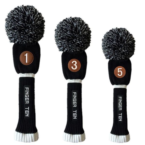 club heads est golf pom headcover value pack 3 pcs/set #1 #3 #5 wood headcovers finger ten