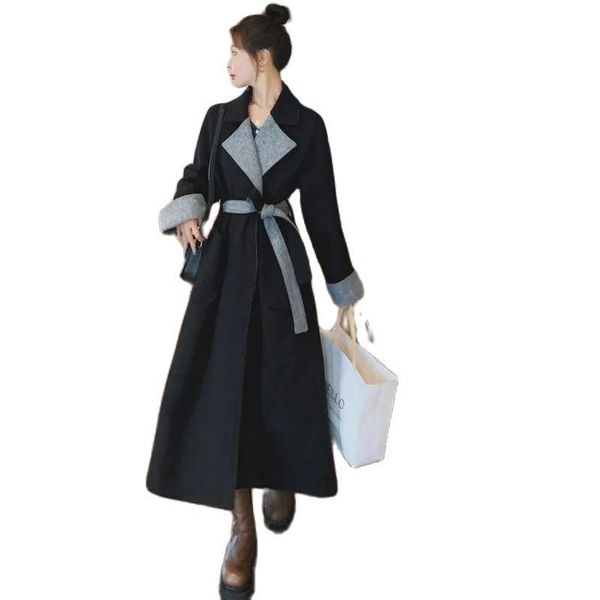 women's wool & blends woolen coat mid-length 2021 autumn and winter temperament korean loose, Black
women's wool & blends woolen coat mid-length 2021 autumn and winter temperament korean loose, Black