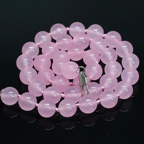 chains 8mm 10mm 12mm fashion rose pink round beads crystal semi-precious stone chalcedony jades necklace women jewelry 18inch b1461, Silver
chains 8mm 10mm 12mm fashion rose pink round beads crystal semi-precious stone chalcedony jades necklace women jewelry 18inch b1461, Silver
