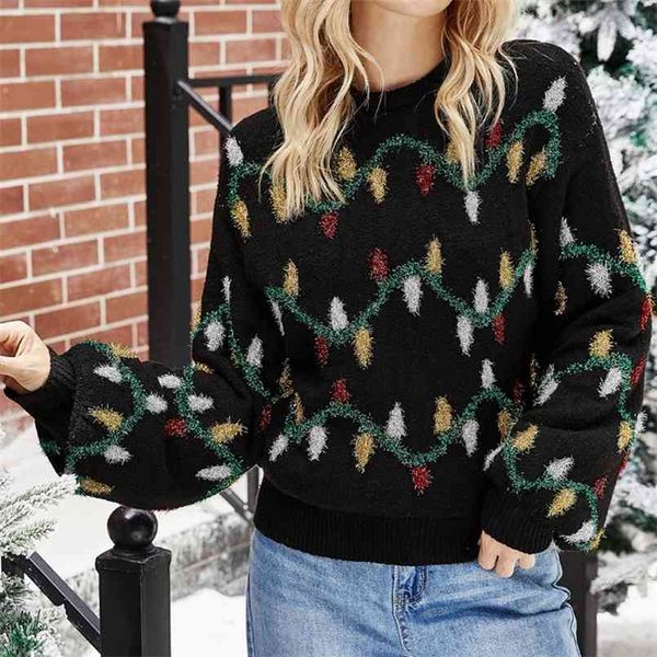 warm soft knitted sweater for womens christmas color lights decorated loose-fitting pullovers 210508, White;black
warm soft knitted sweater for womens christmas color lights decorated loose-fitting pullovers 210508, White;black