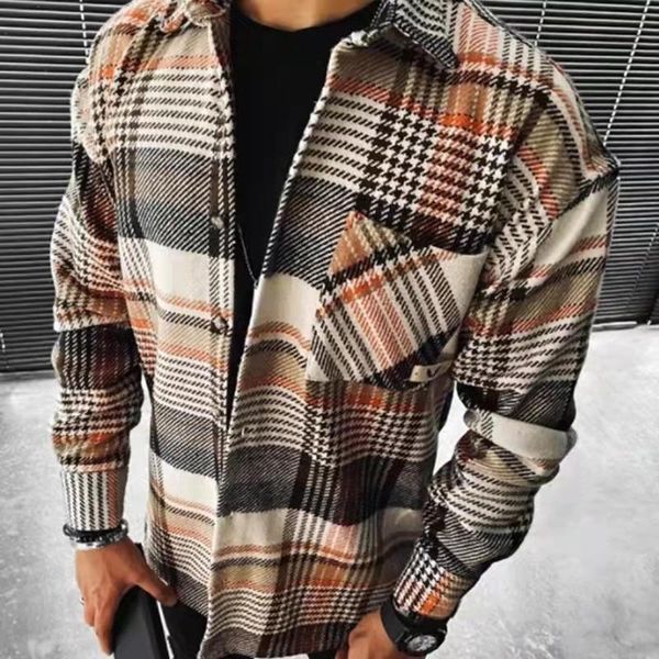 men's casual shirts vintage fashion pockets oversized plaid shirt 2021 lapel collar long sleeve for men loose outerwear cardigan coat a, White;black
men's casual shirts vintage fashion pockets oversized plaid shirt 2021 lapel collar long sleeve for men loose outerwear cardigan coat a, White;black