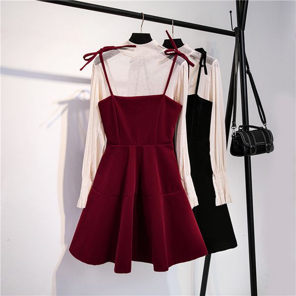 casual dresses summer elegant two piece women winter korean a-line o-neck sundress streetwear vestidos 5c2u, Black;gray
casual dresses summer elegant two piece women winter korean a-line o-neck sundress streetwear vestidos 5c2u, Black;gray