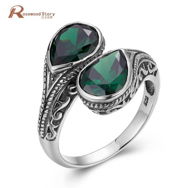 cluster rings vintage silver for women real 925 sterling emerald ring gemstones wedding water drop gothic womens jewellery luxury, Golden;silver 
cluster rings vintage silver for women real 925 sterling emerald ring gemstones wedding water drop gothic womens jewellery luxury, Golden;silver