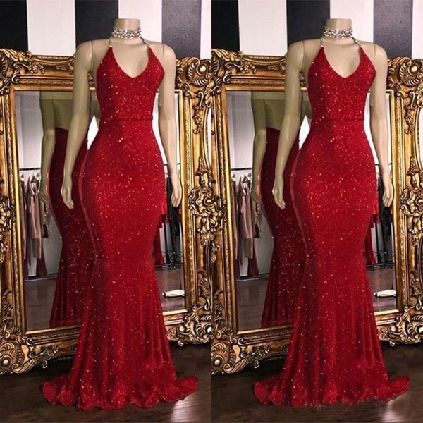 party dresses 2021 red sparkling sequins prom mermaid halter backless sweep train formal evening gowns custom size, White;black
party dresses 2021 red sparkling sequins prom mermaid halter backless sweep train formal evening gowns custom size, White;black